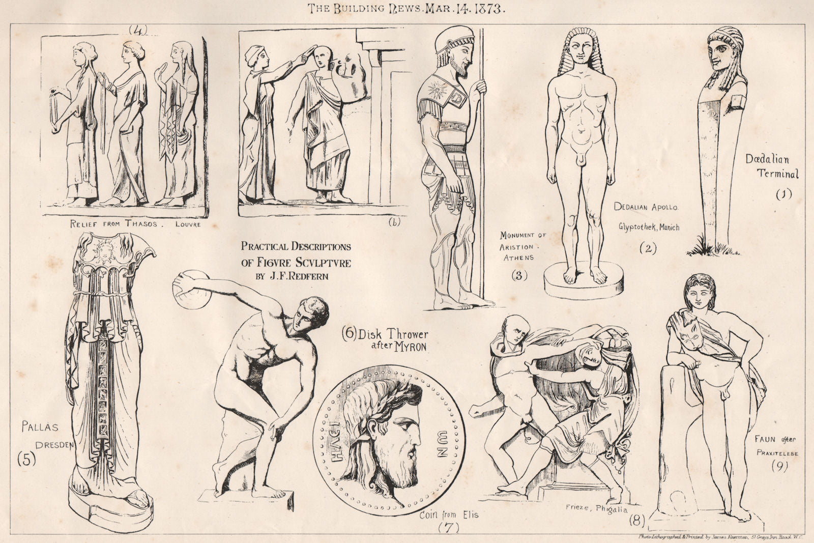 Practical Description of figure sculpture by J.F. Redfern. Decorative 1873